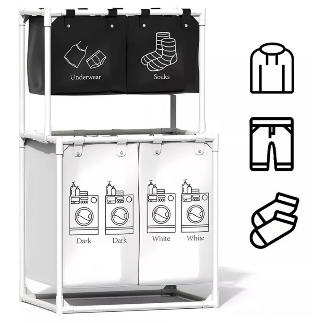 🧺 Cesta de Ropa Sucia 4 Compartimientos – Organización, Espacio y Estilo para tu Hogar 🌿✨