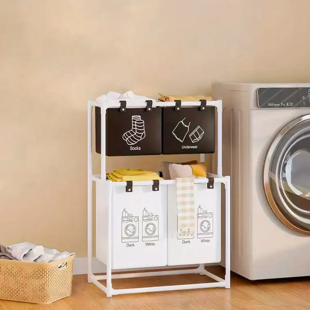 🧺 Cesta de Ropa Sucia 4 Compartimientos – Organización, Espacio y Estilo para tu Hogar 🌿✨