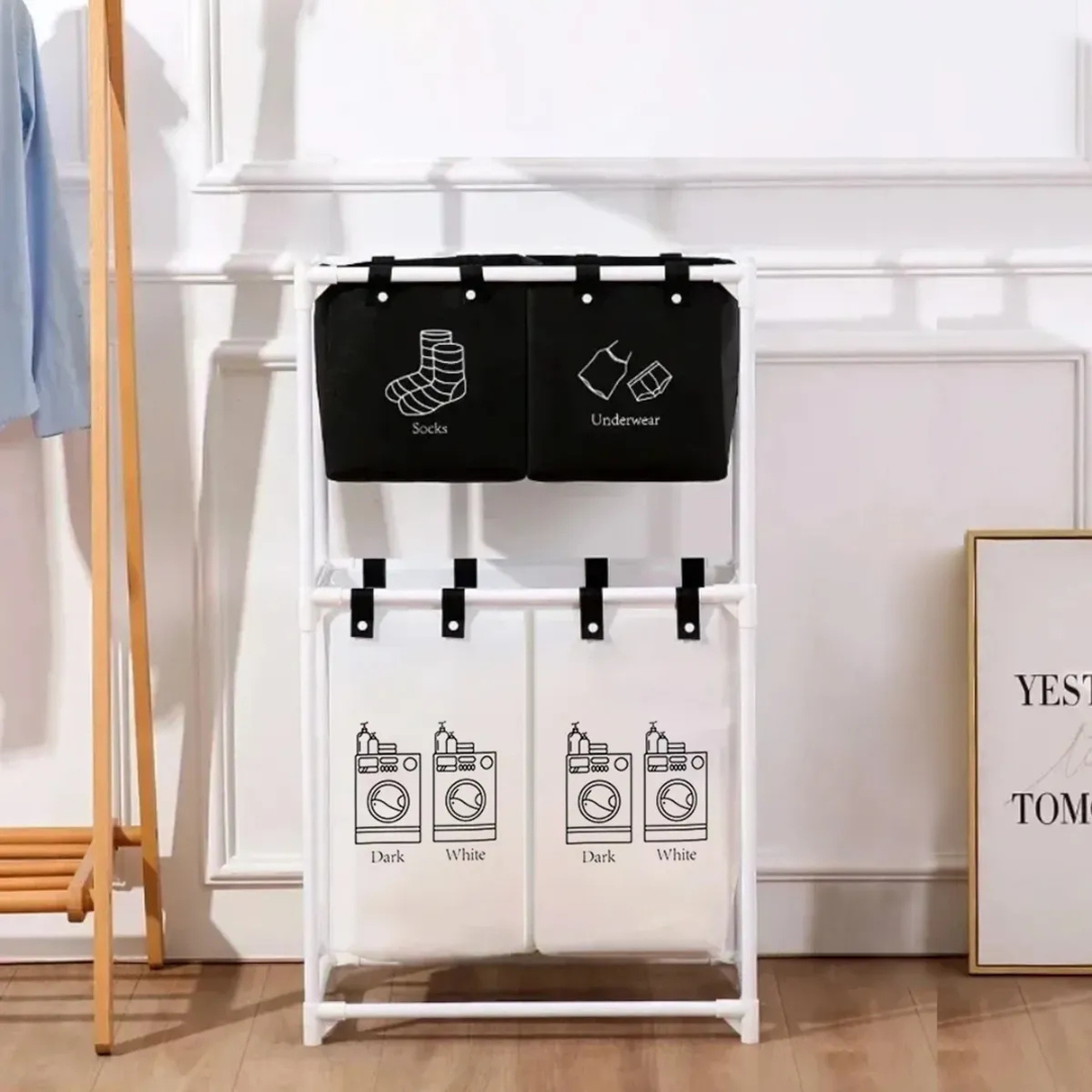 🧺 Cesta de Ropa Sucia 4 Compartimientos – Organización, Espacio y Estilo para tu Hogar 🌿✨