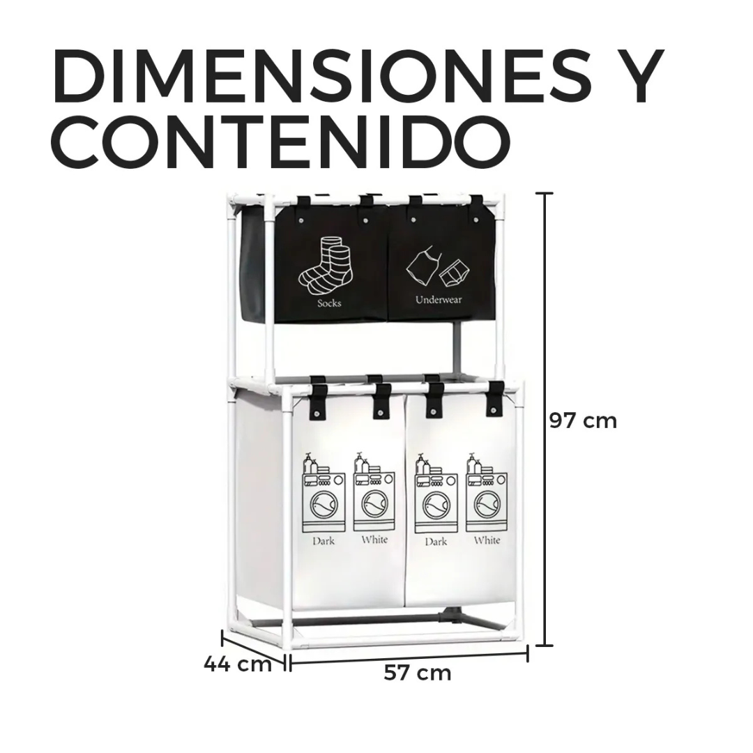 🧺 Cesta de Ropa Sucia 4 Compartimientos – Organización, Espacio y Estilo para tu Hogar 🌿✨