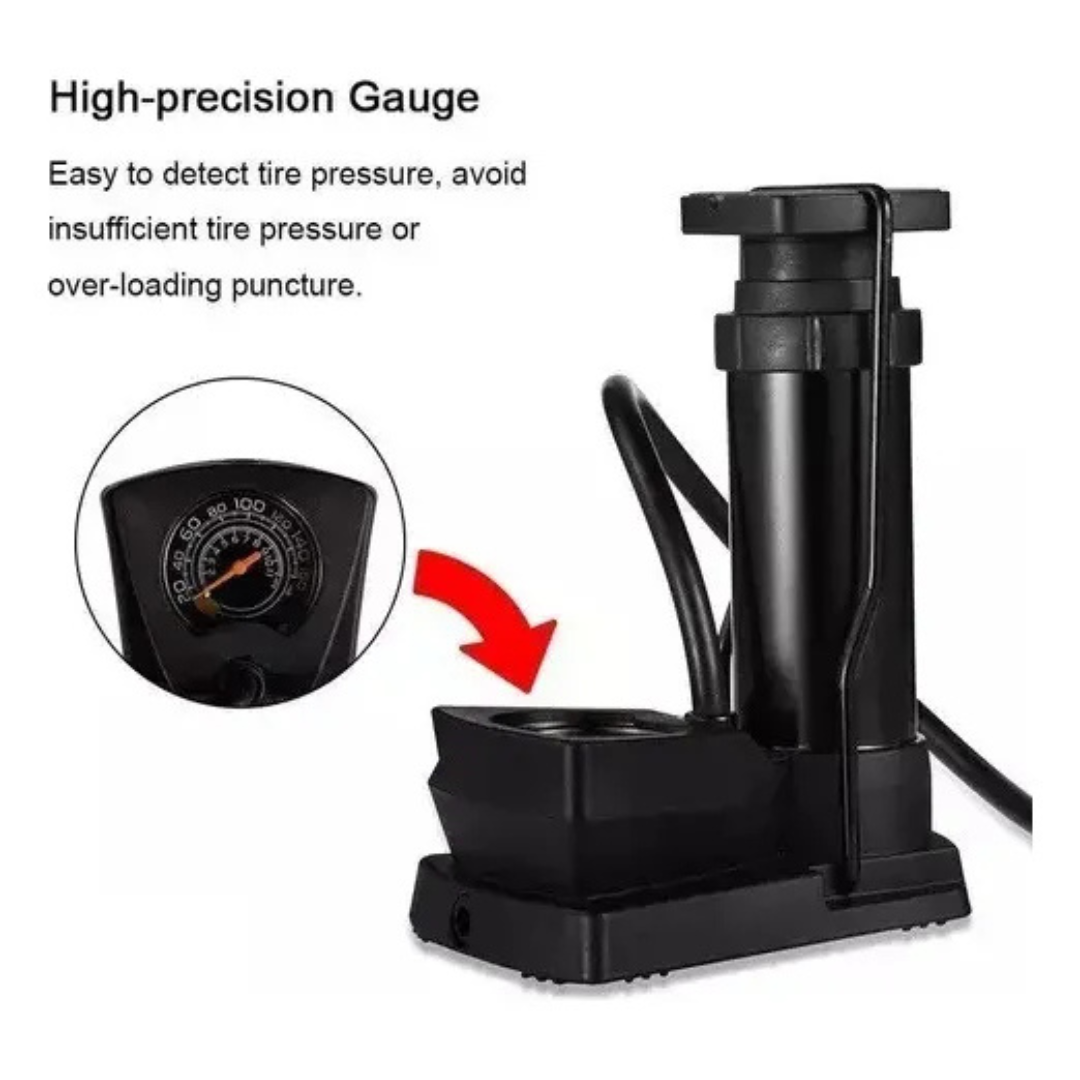 🦶 Inflador Bomba de Pie Multivalvular – Compacta, Potente y Versátil 🚲💨