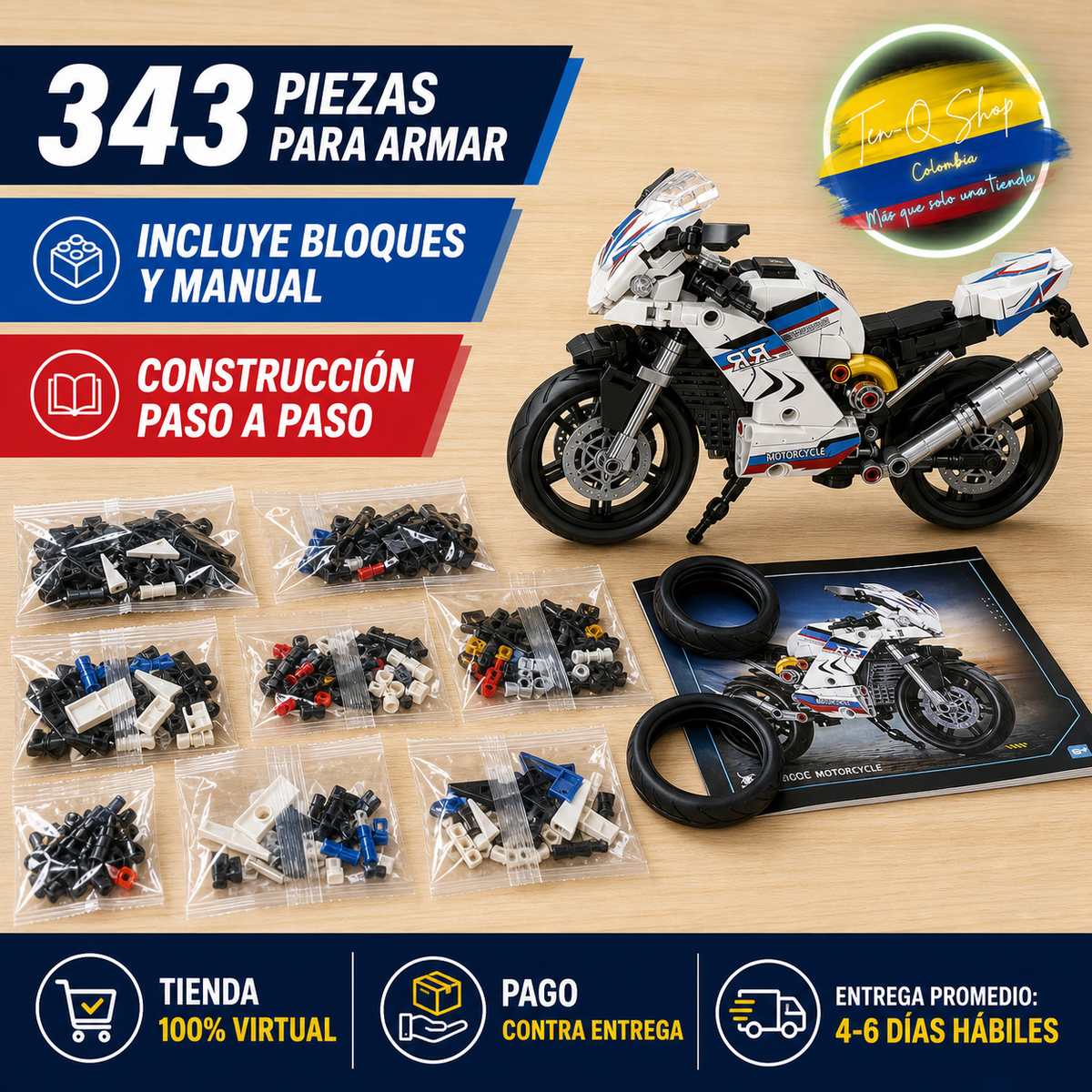 Motocicleta Deportiva Armable K2207 – 343 Piezas