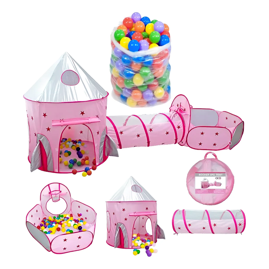🏰🎈 Carpa Castillo 3 en 1 con Túnel, Piscina, 100 Pelotas y Luces – ¡Diversión mágica para tus pequeños! 🌟✨