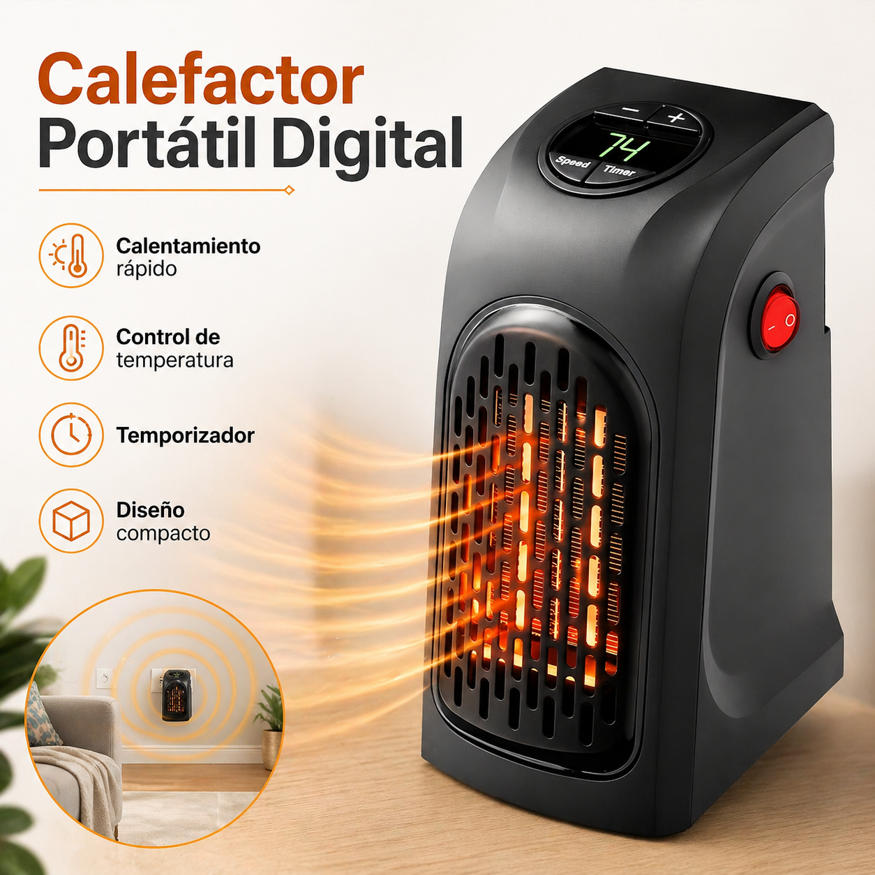 🔥 Calentador de Ambiente Portátil 400W – ¡Calor Instantáneo en Cualquier Espacio! ❄️➡️🔥