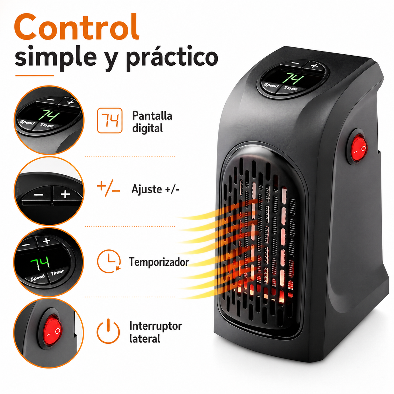 🔥 Calentador de Ambiente Portátil 400W – ¡Calor Instantáneo en Cualquier Espacio! ❄️➡️🔥