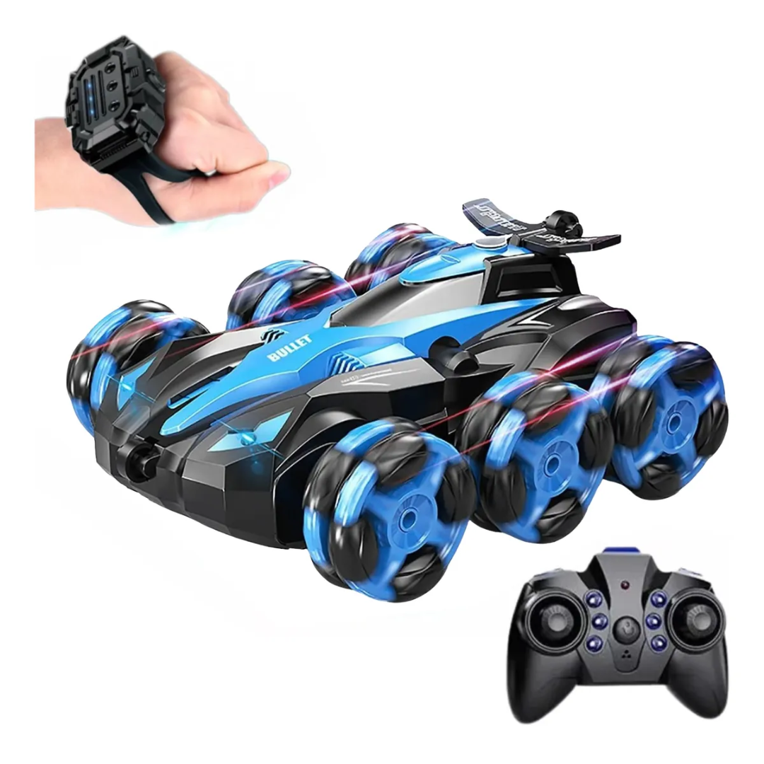 🚗💨 Carro Acrobático 6 Ruedas con Control Remoto y Manilla – ¡Luces, Humo y Acción sin Límites! ⚡🔥