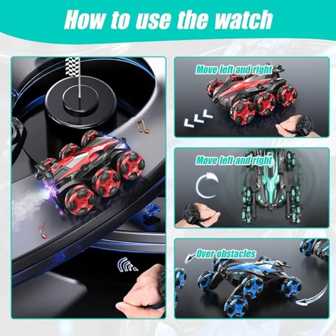 🚗💨 Carro Acrobático 6 Ruedas con Control Remoto y Manilla – ¡Luces, Humo y Acción sin Límites! ⚡🔥