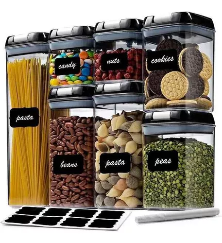 🖤 Set de 7 Frascos Herméticos MATCH PRO – Organización, frescura y estilo en tu cocina 🍱✨