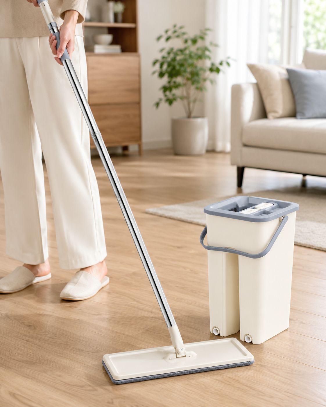🧹 Trapeador Escurrible Limpieza Fácil – ¡Limpia Más Rápido y Sin Ensuciar tus Manos! ✨🏠